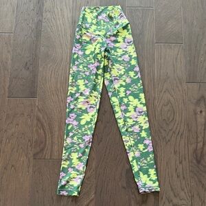 Aerie‎ Offline Crossover Floral Green and Purple Leggings XS